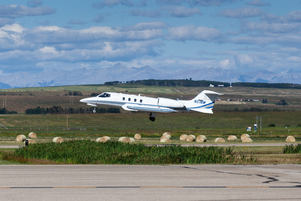 io-aerospace learjet35 taking off